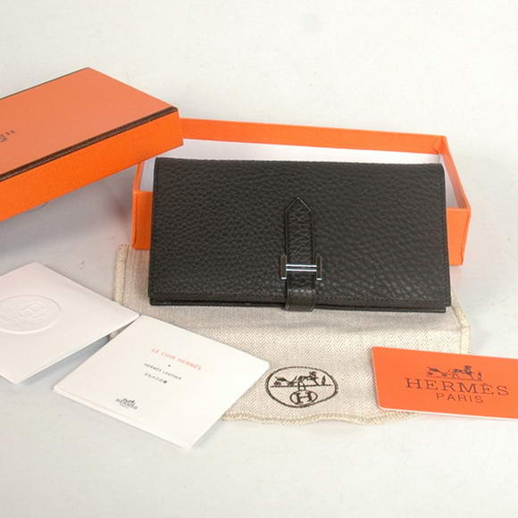 High Quality Hermes Bearn Japonaise Original Leather Wallet H8022 Black Fake - Click Image to Close
